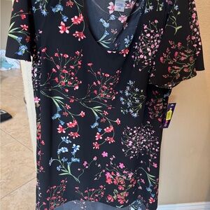 Floral V-Neck Blouse/short dress / tunic